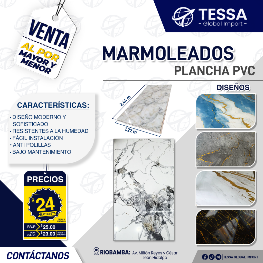 PVC marmolado premium para interiores modernos