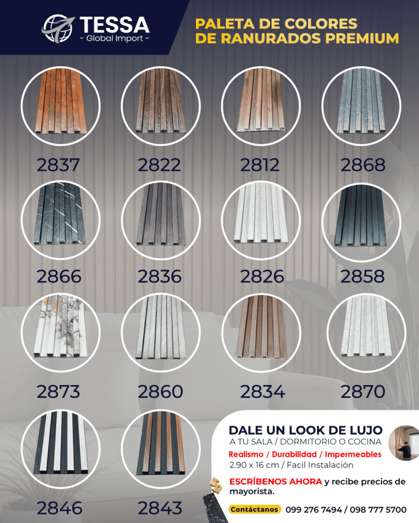 RANURADOS DE PVC VARIOS COLORES